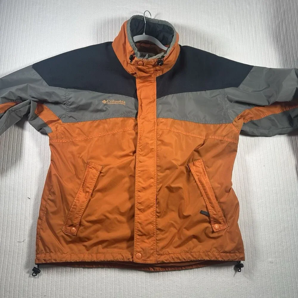 Vtg Columbia Bugaboo Core Interchange Jacket Mens Large Orange Gray Ski Shell